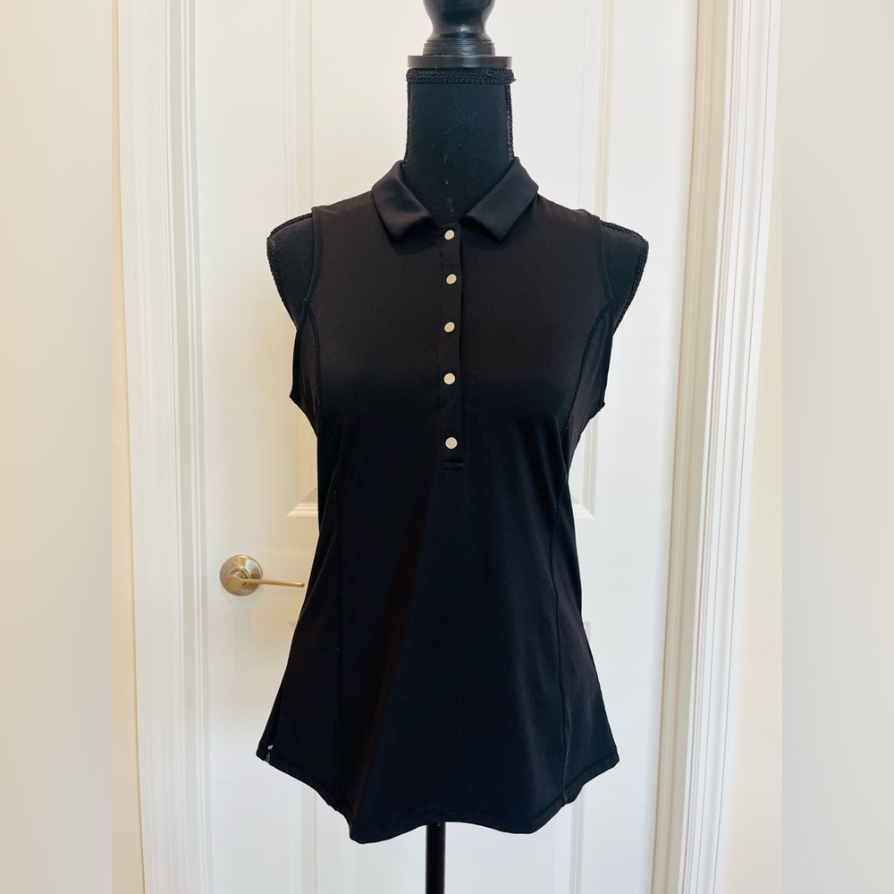 Lucky in Love Black Sleeveless Polo